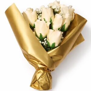 AJ SouthernCharm Curated Cream Rose Bouquet Gold Wrap Floral Arrangement